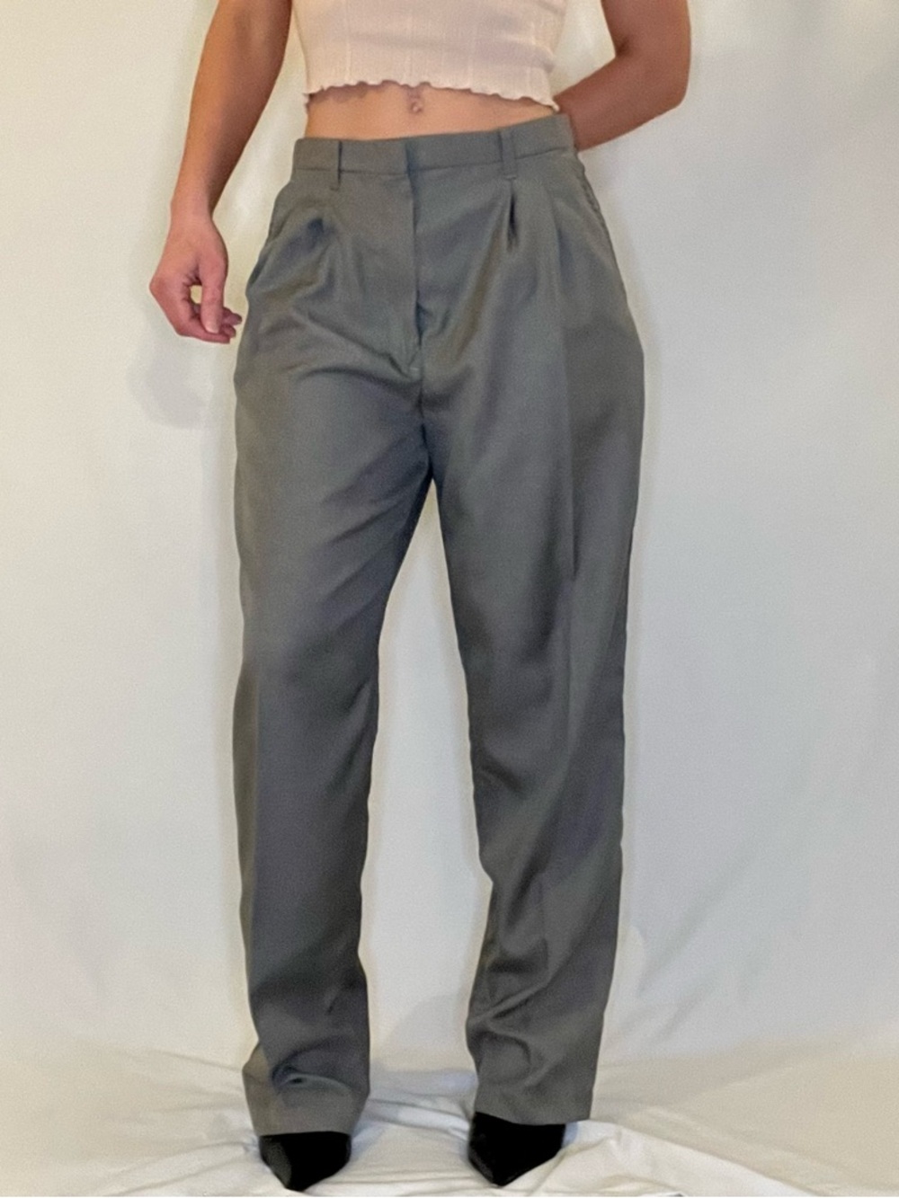 90’s Vintage Retro Mid-Rise Wide Leg Pleated Trouser Dress Pants Women's 29